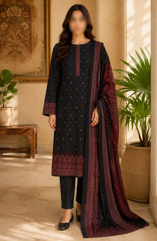 Bin Saeed Printed Lawn Unstitched 3 Piece Suit - BSD13 - BS26END - Black - Summer Collection