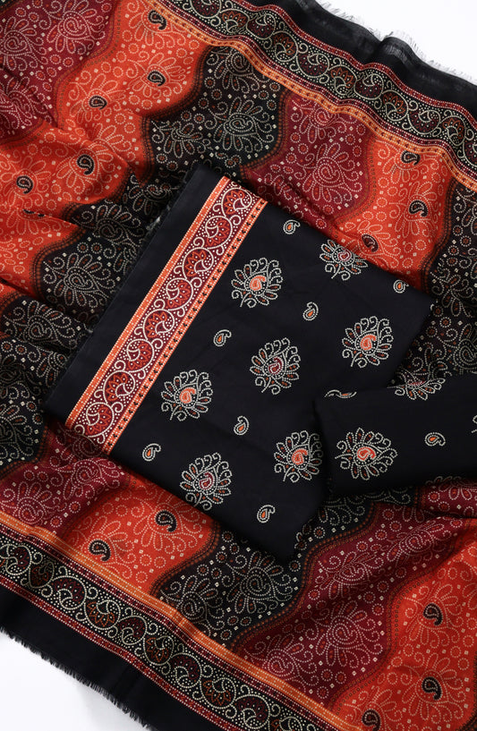 Bin Saeed Printed Lawn Unstitched 3 Piece Suit - BSD06 - BS26END - Black - Summer Collection