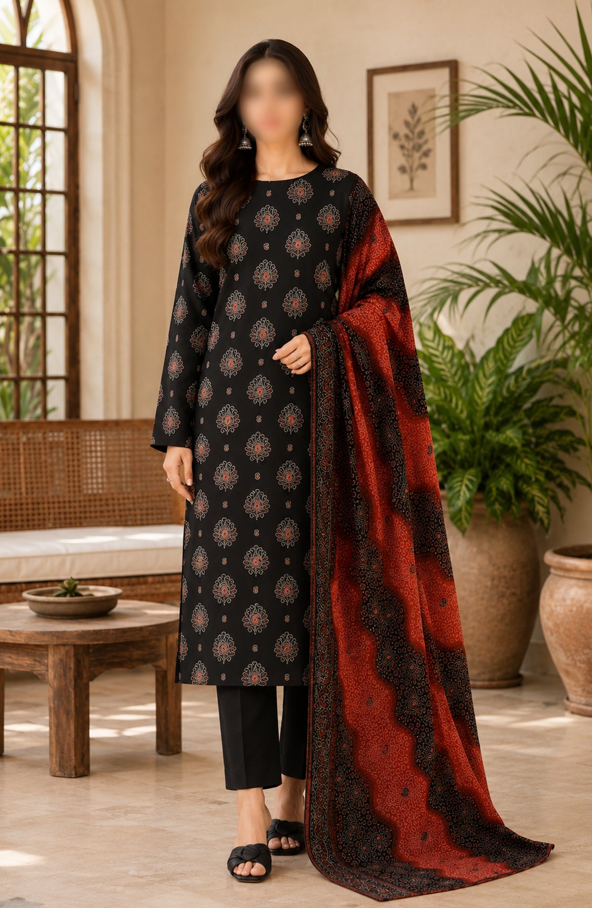 Bin Saeed Printed Lawn Unstitched 3 Piece Suit - BSD06 - BS26END - Black - Summer Collection
