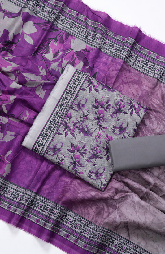 Bin Saeed Printed Lawn Unstitched 3 Piece Suit - BSD05 - BS26END - Purple - Summer Collection
