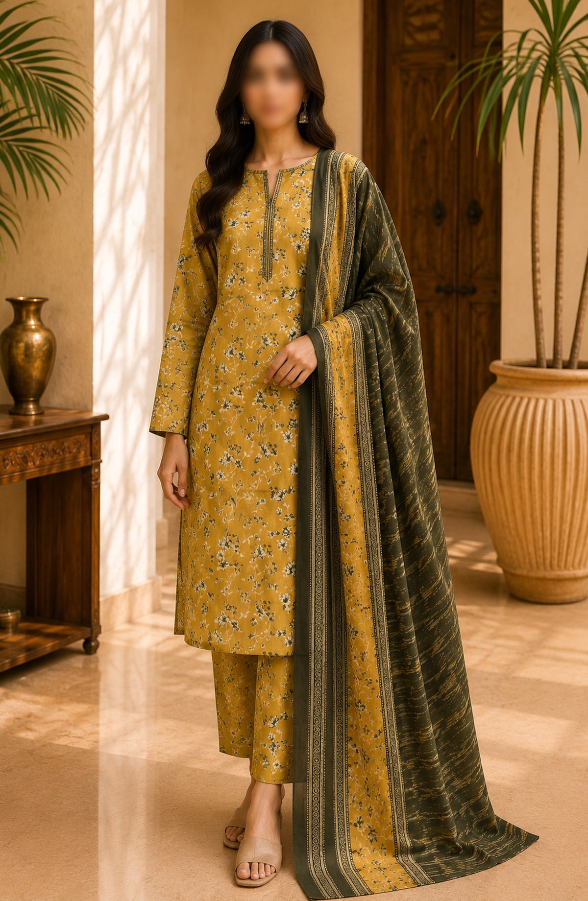 Bin Saeed Printed Lawn Unstitched 3 Piece Suit - BSD03 - BS26END - Yellow - Summer Collection