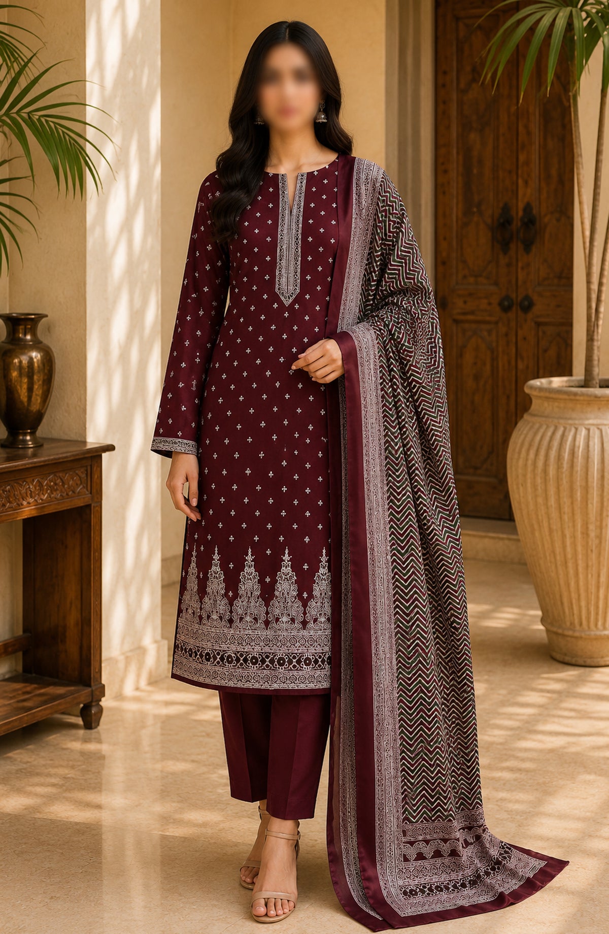 Bin Saeed Printed Lawn Unstitched 3 Piece Suit - BSD02 - BS26END - Pink - Summer Collection