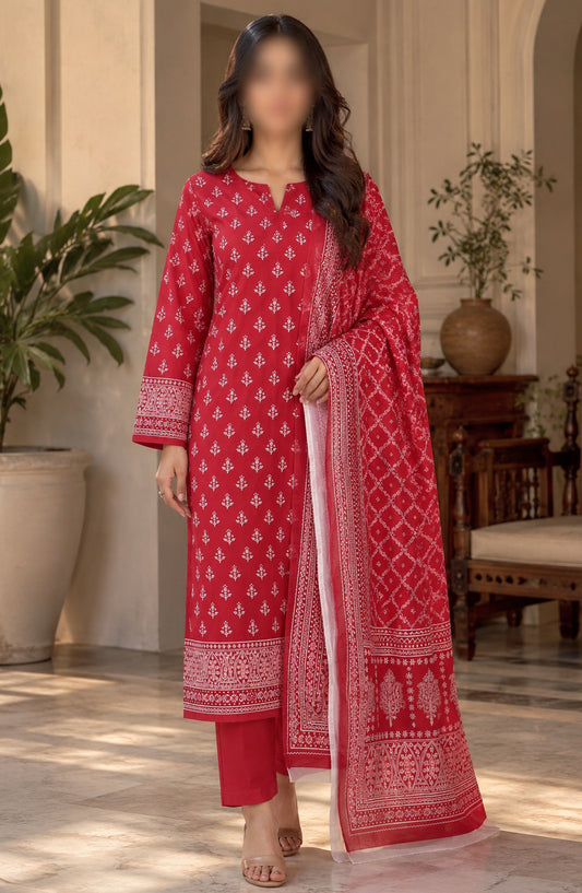 Bin Saeed Printed Lawn Unstitched 3 Piece Suit - D-26 - BS26DCS - Red - Summer Collection
