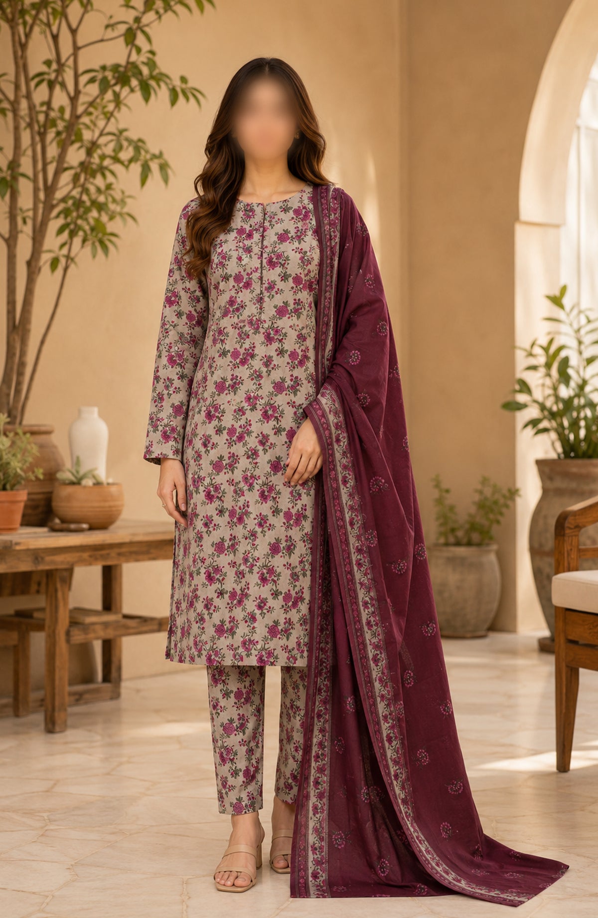 Bin Saeed Printed Lawn Unstitched 3 Piece Suit - D-14 - BS26DCS - Pink - Summer Collection