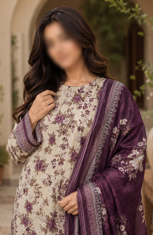 Bin Saeed Printed Lawn Unstitched 3 Piece Suit - D-13 - BS26DCS - Purple - Summer Collection