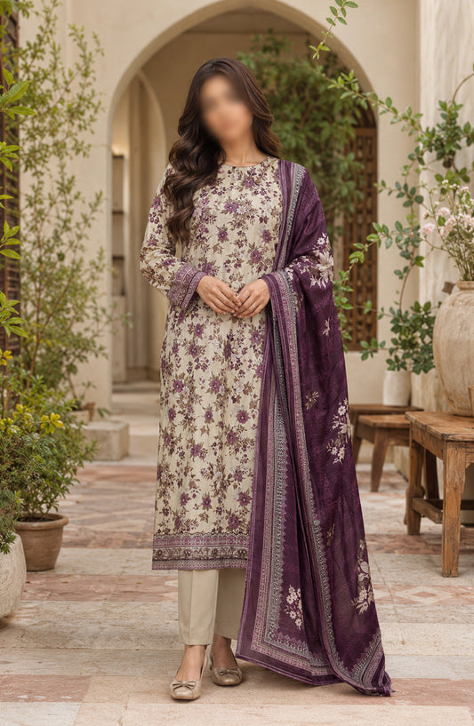 Bin Saeed Printed Lawn Unstitched 3 Piece Suit - D-13 - BS26DCS - Purple - Summer Collection
