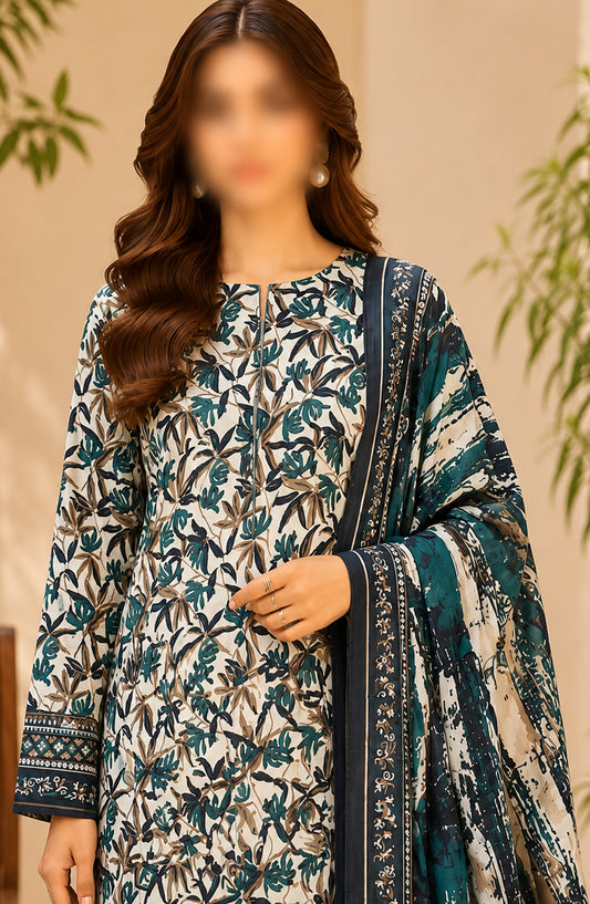 Bin Saeed Printed Lawn Unstitched 3 Piece Suit - D-23 - BS26DCS - Teal - Summer Collection