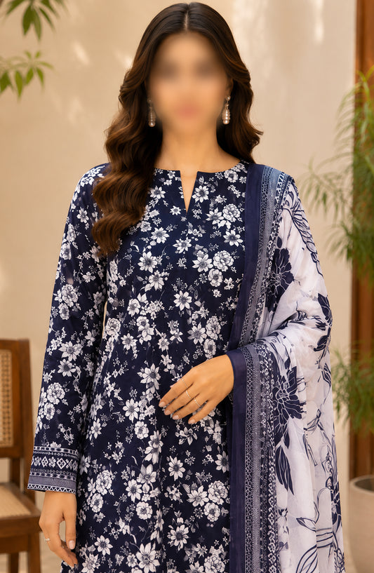 Bin Saeed Printed Lawn Unstitched 3 Piece Suit - D-21 - BS26DCS - Blue - Summer Collection