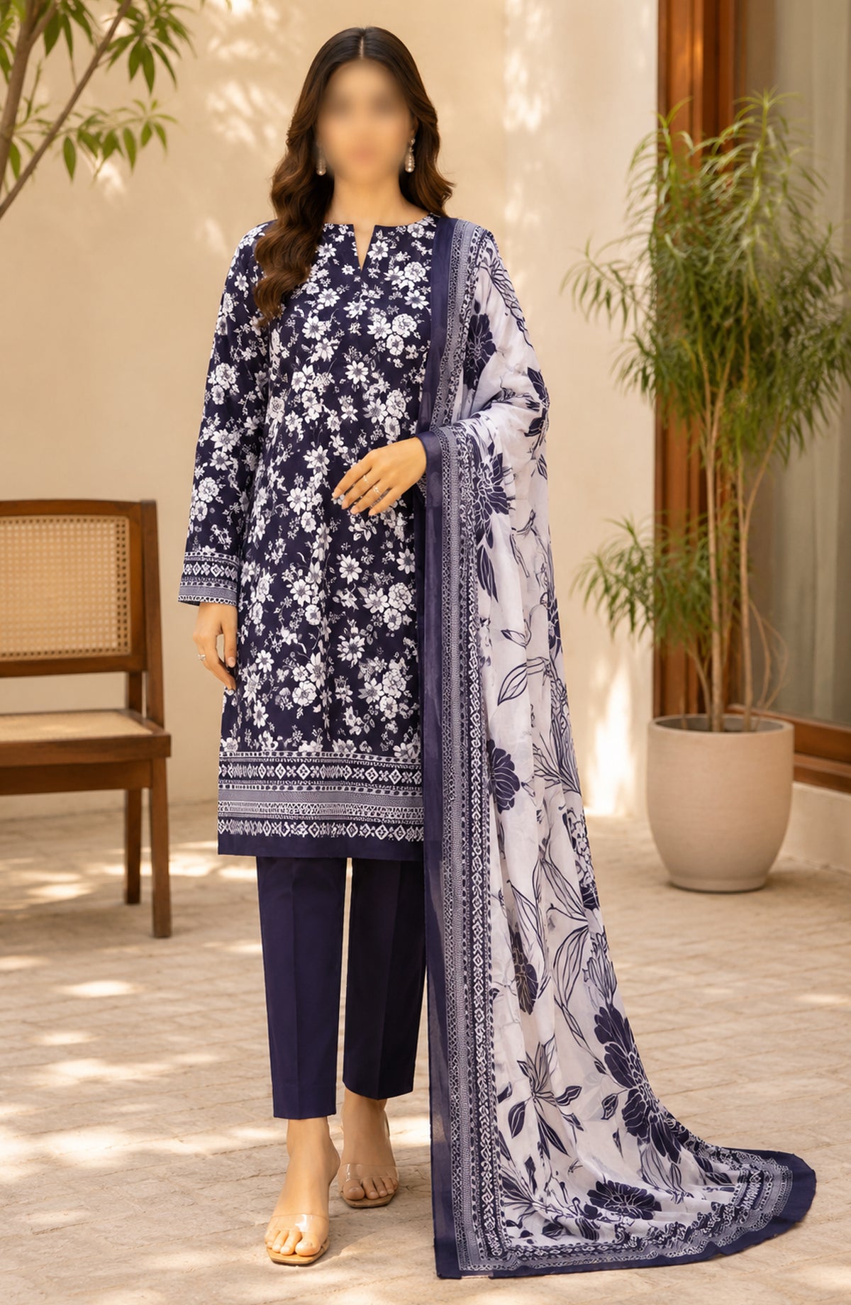 Bin Saeed Printed Lawn Unstitched 3 Piece Suit - D-21 - BS26DCS - Blue - Summer Collection