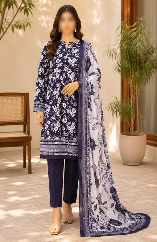 Bin Saeed Printed Lawn Unstitched 3 Piece Suit - D-21 - BS26DCS - Blue - Summer Collection