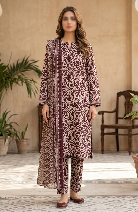 Bin Saeed Printed Lawn Unstitched 3 Piece Suit - D-08 - BS26DCS - Purple - Summer Collection