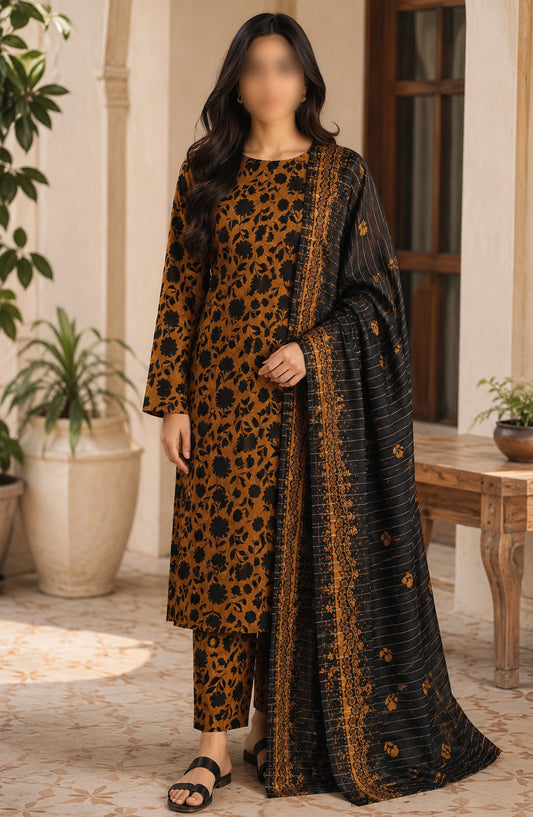 Bin Saeed Printed Lawn Unstitched 3 Piece Suit - D-19 - BS26DCS - Brown - Summer Collection
