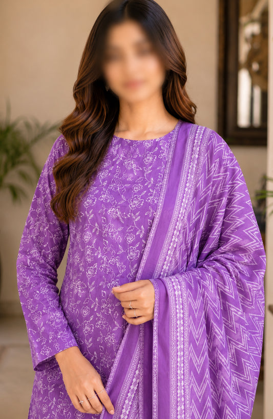 Bin Saeed Printed Lawn Unstitched 3 Piece Suit - D-04 - BS26DCS - Purple - Summer Collection