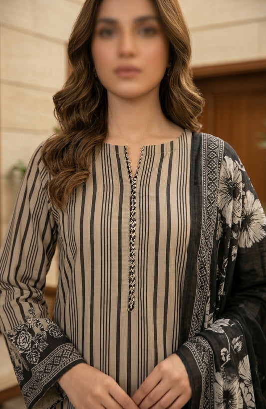 Bin Saeed Printed Lawn Unstitched 3 Piece Suit - D-01 - BS26DCS - Black - Summer Collection