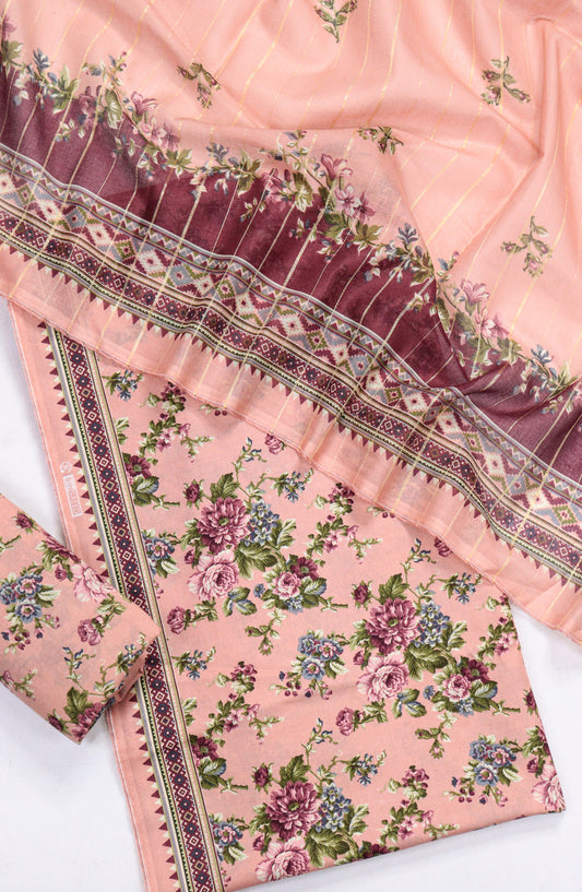 Bin Saeed Printed Lawn Unstitched 3 Piece Suit - D-12 - BS26PR - Peach - Summer Collection