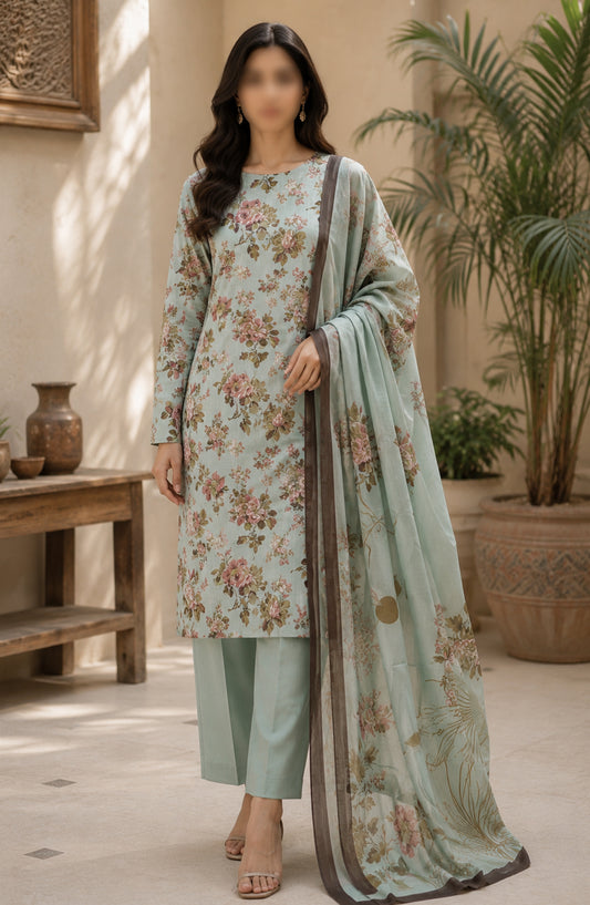 Bin Saeed Printed Lawn Unstitched 3 Piece Suit - PRD-35 - BS26VLP - Green - Summer Collection