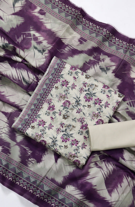Bin Saeed Printed Lawn Unstitched 3 Piece Suit - PRD-30 - BS26VLP - Light Purple - Summer Collection