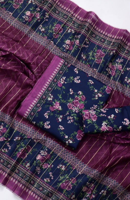 Bin Saeed Printed Lawn Unstitched 3 Piece Suit - PRD-29 - BS26VLP - Blue - Summer Collection