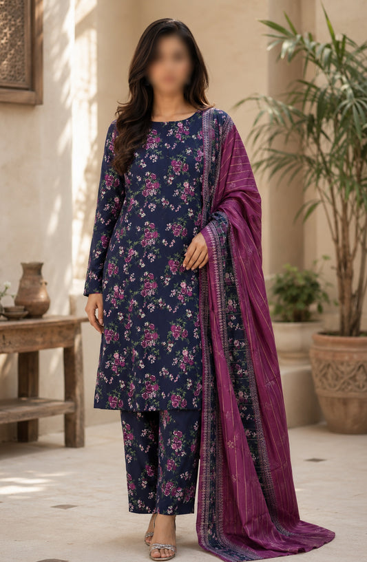 Bin Saeed Printed Lawn Unstitched 3 Piece Suit - PRD-29 - BS26VLP - Blue - Summer Collection