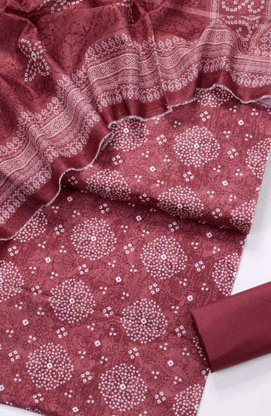 Bin Saeed Printed Lawn Unstitched 3 Piece Suit - D-02 - BS26PR - Red - Summer Collection