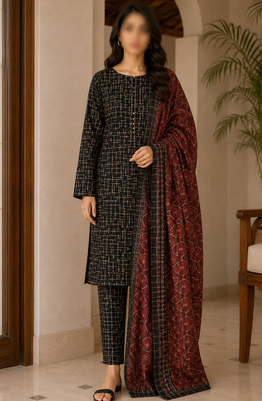 Bin Saeed Printed Lawn Unstitched 3 Piece Suit - PRD-26 - BS26VLP - Black - Summer Collection