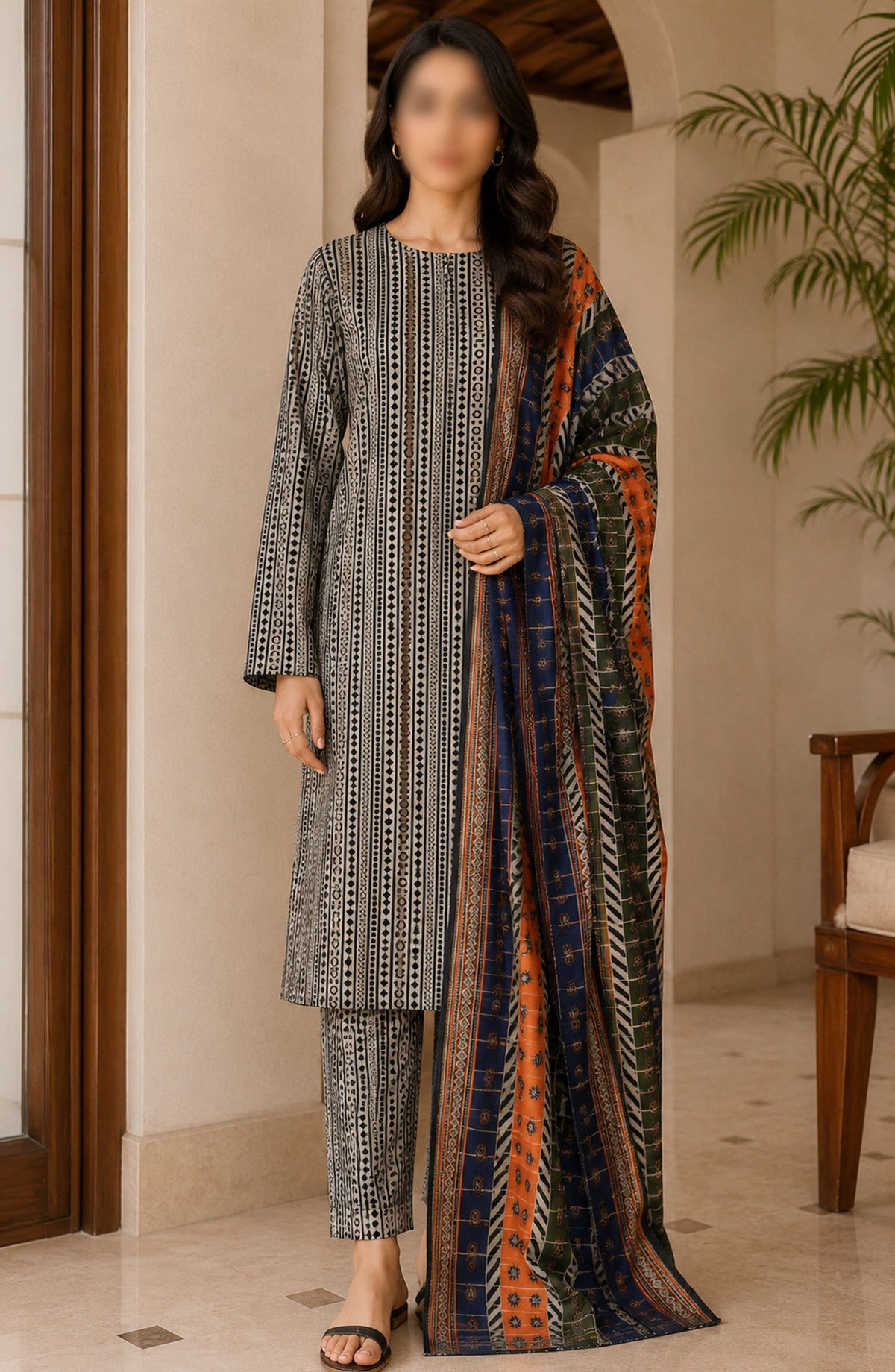 Bin Saeed Printed Lawn Unstitched 3 Piece Suit - PRD-25 - BS26VLP - Grey - Summer Collection