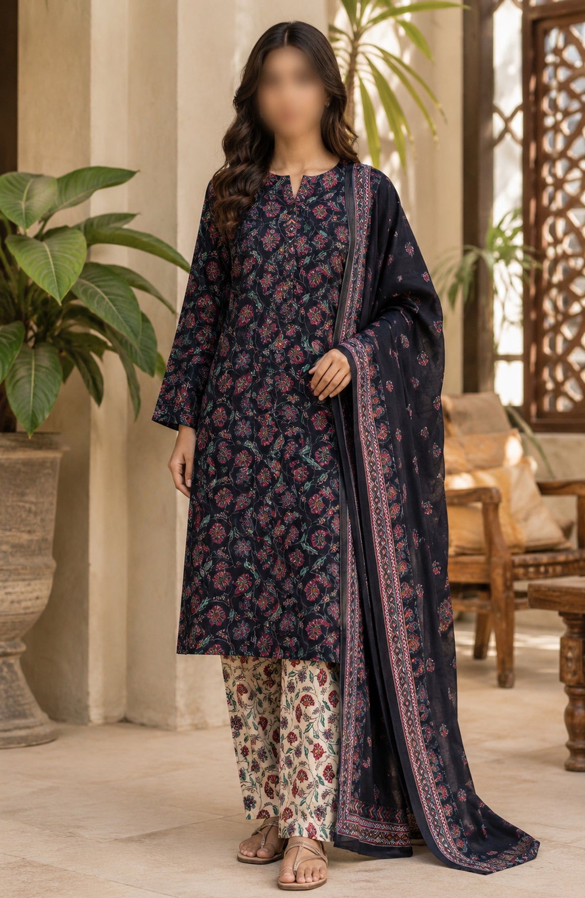 Bin Saeed Printed Lawn Unstitched 3 Piece Suit - PRD-24 - BS26VLP - Black - Summer Collection