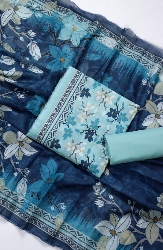 Bin Saeed Printed Lawn Unstitched 3 Piece Suit - PRD-20 - BS26VLP - Ice Blue - Summer Collection