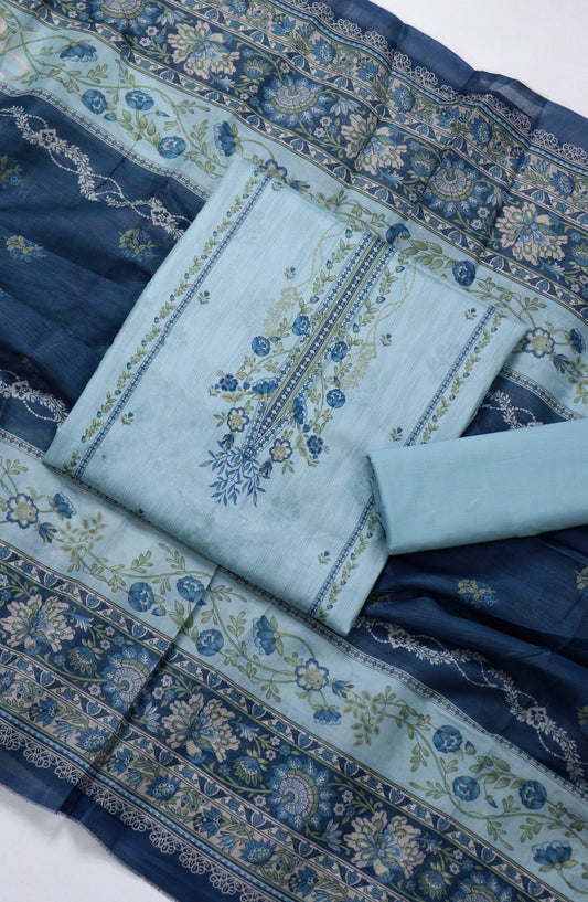 Bin Saeed Printed Lawn Unstitched 3 Piece Suit - PRD-10 - BS26VLP - Sky Blue - Summer Collection