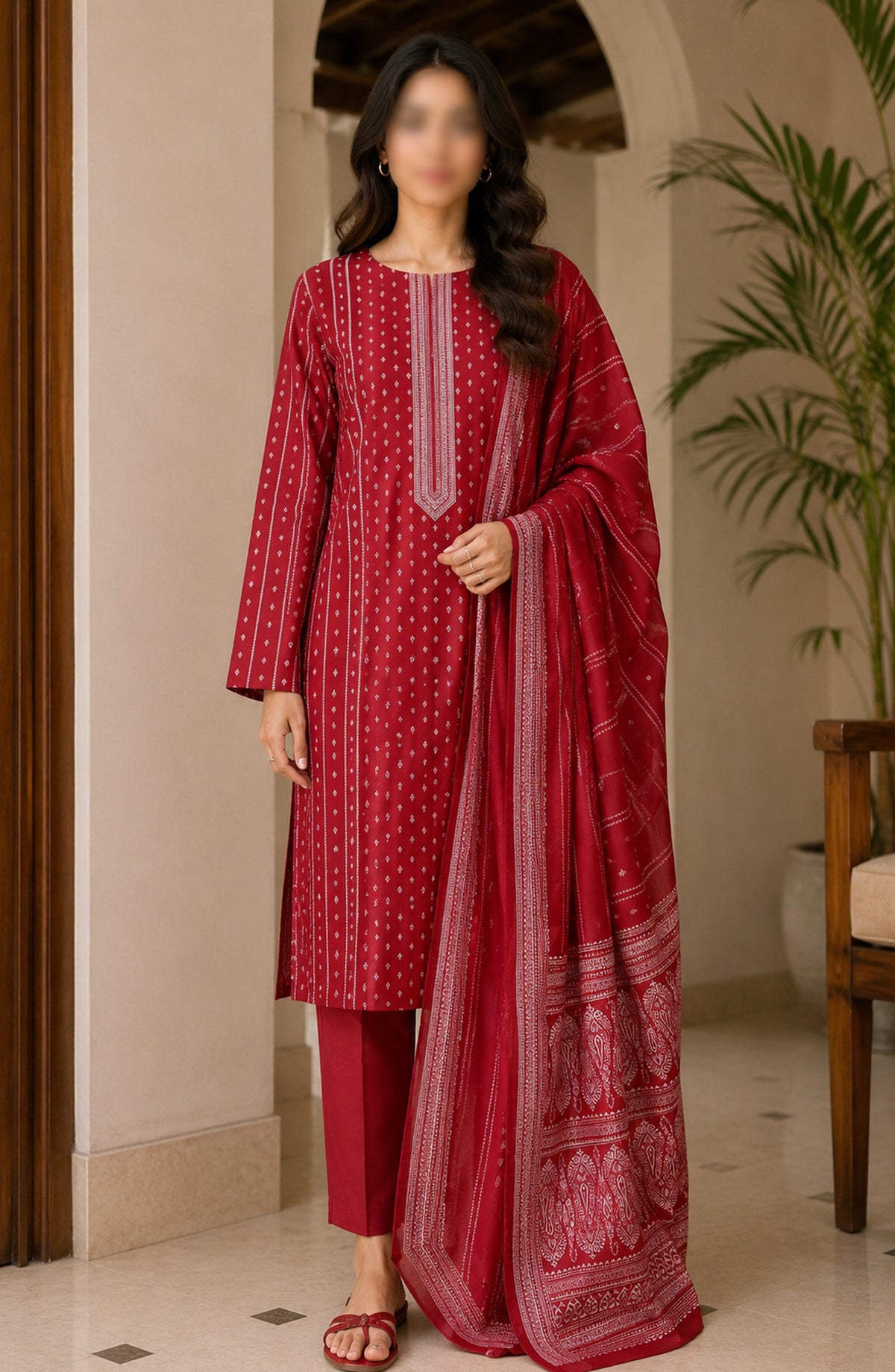 Bin Saeed Printed Lawn Unstitched 3 Piece Suit - PRD-09 - BS26VLP - Red - Summer Collection