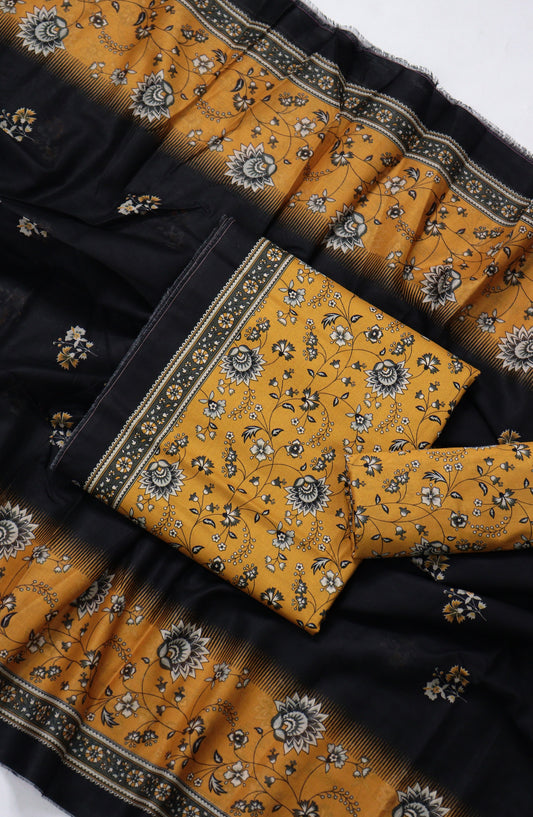 Bin Saeed Printed Lawn Unstitched 3 Piece Suit - PRD-08 - BS26VLP - Mustard - Summer Collection