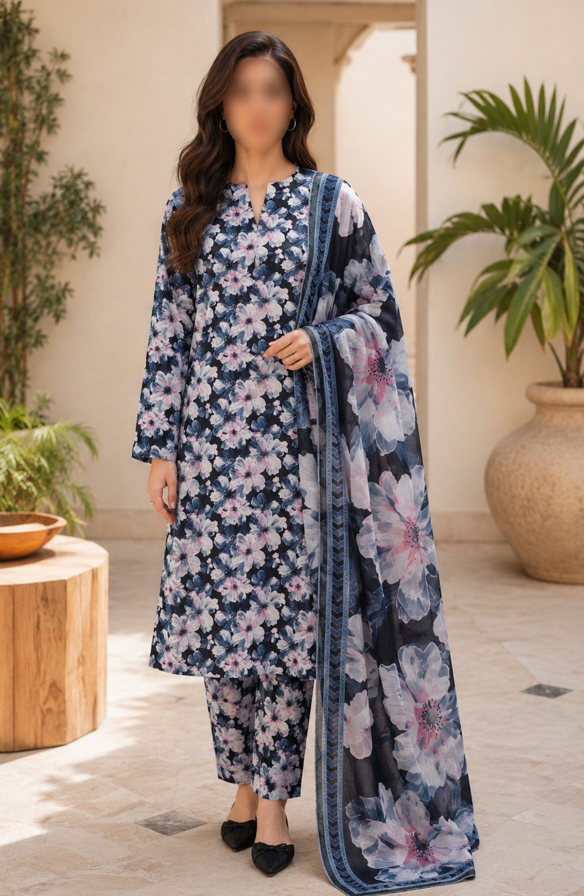 Bin Saeed Printed Lawn Unstitched 3 Piece Suit - PRD-07 - BS26VLP - Blue - Summer Collection