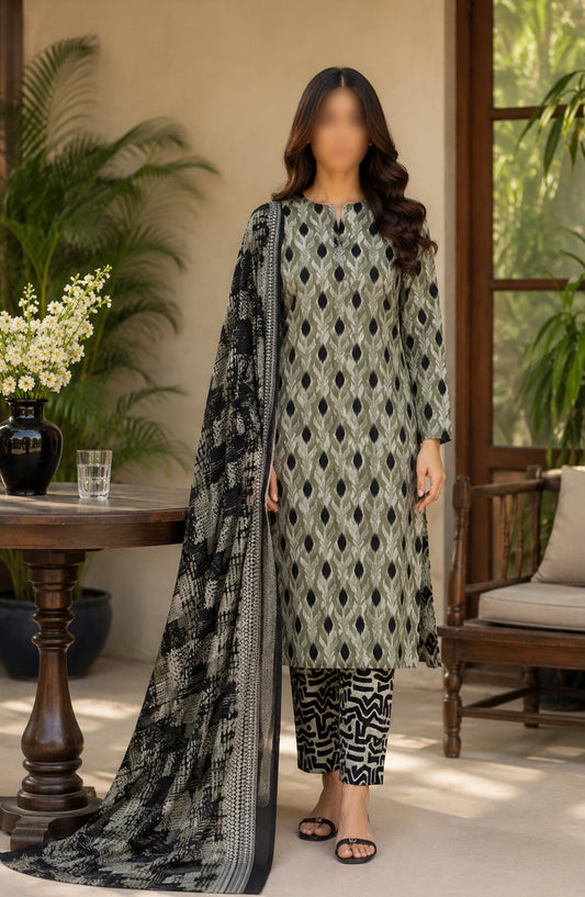 Bin Saeed Printed Lawn Unstitched 3 Piece Suit - PRD-06 - BS26VLP - Grey - Summer Collection