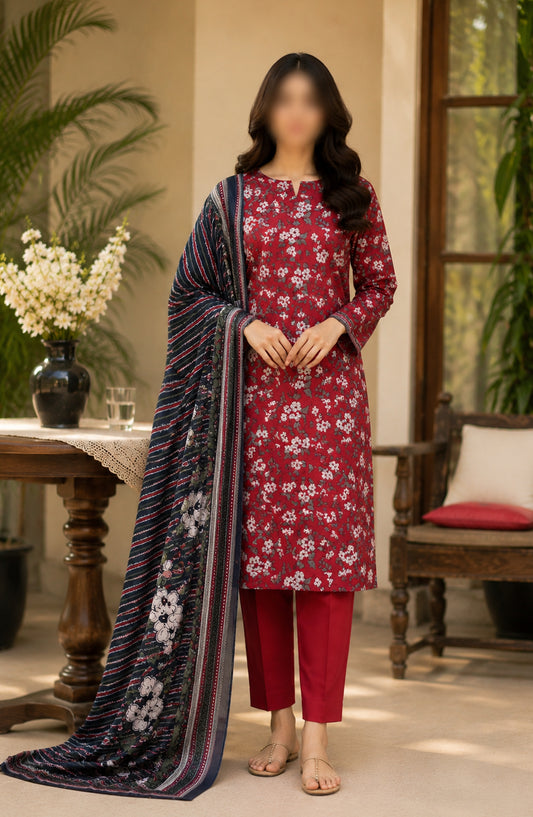 Bin Saeed Printed Lawn Unstitched 3 Piece Suit - PRD-05 - BS26VLP - Red - Summer Collection