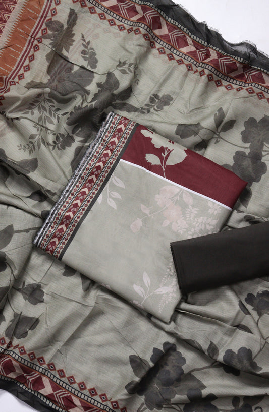 Bin Saeed Printed Lawn Unstitched 3 Piece Suit - PRD-04 - BS26VLP - Grey - Summer Collection