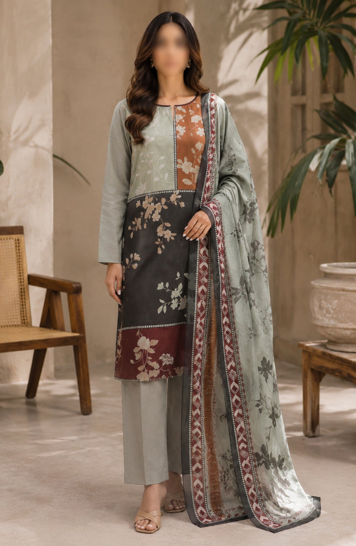 Bin Saeed Printed Lawn Unstitched 3 Piece Suit - PRD-04 - BS26VLP - Grey - Summer Collection