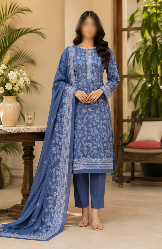 Bin Saeed Printed Lawn Unstitched 3 Piece Suit - PRD-01 - BS26VLP - Blue - Summer Collection