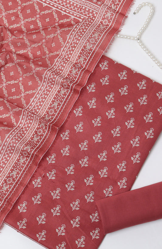 Bin Saeed Printed Cotton Unstitched 3 Piece Suit - D-02 - BS26TWL - Red - Summer Collection