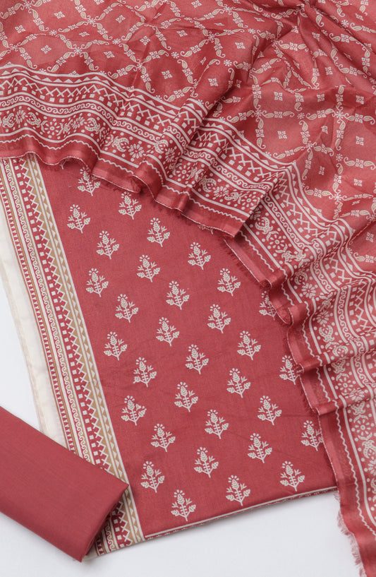 Bin Saeed Printed Cotton Unstitched 3 Piece Suit - D-02 - BS26TWL - Red - Summer Collection