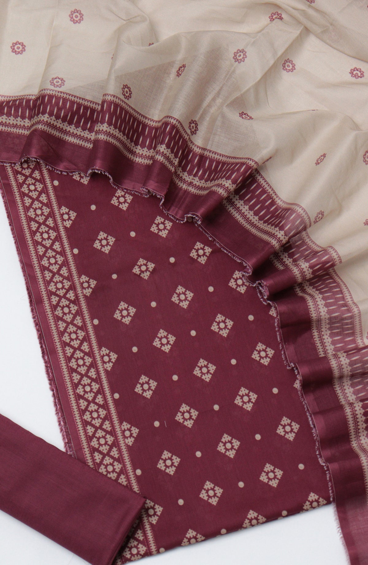 Bin Saeed Printed Cotton Unstitched 3 Piece Suit - D-03 - BS26TWL - Maroon - Summer Collection