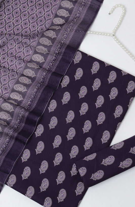 Bin Saeed Printed Cotton Unstitched 3 Piece Suit - D-09 - BS26TWL - Purple - Summer Collection