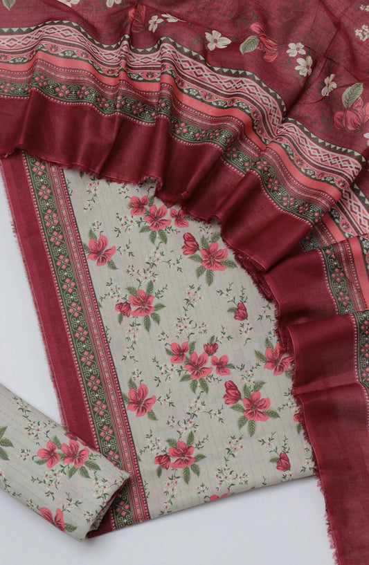 Bin Saeed Printed Cotton Unstitched 3 Piece Suit - D-20 - BS26PRTH - Red - Summer Collection