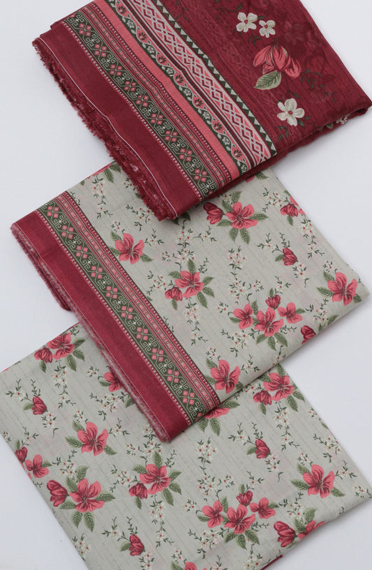 Bin Saeed Printed Cotton Unstitched 3 Piece Suit - D-20 - BS26PRTH - Red - Summer Collection