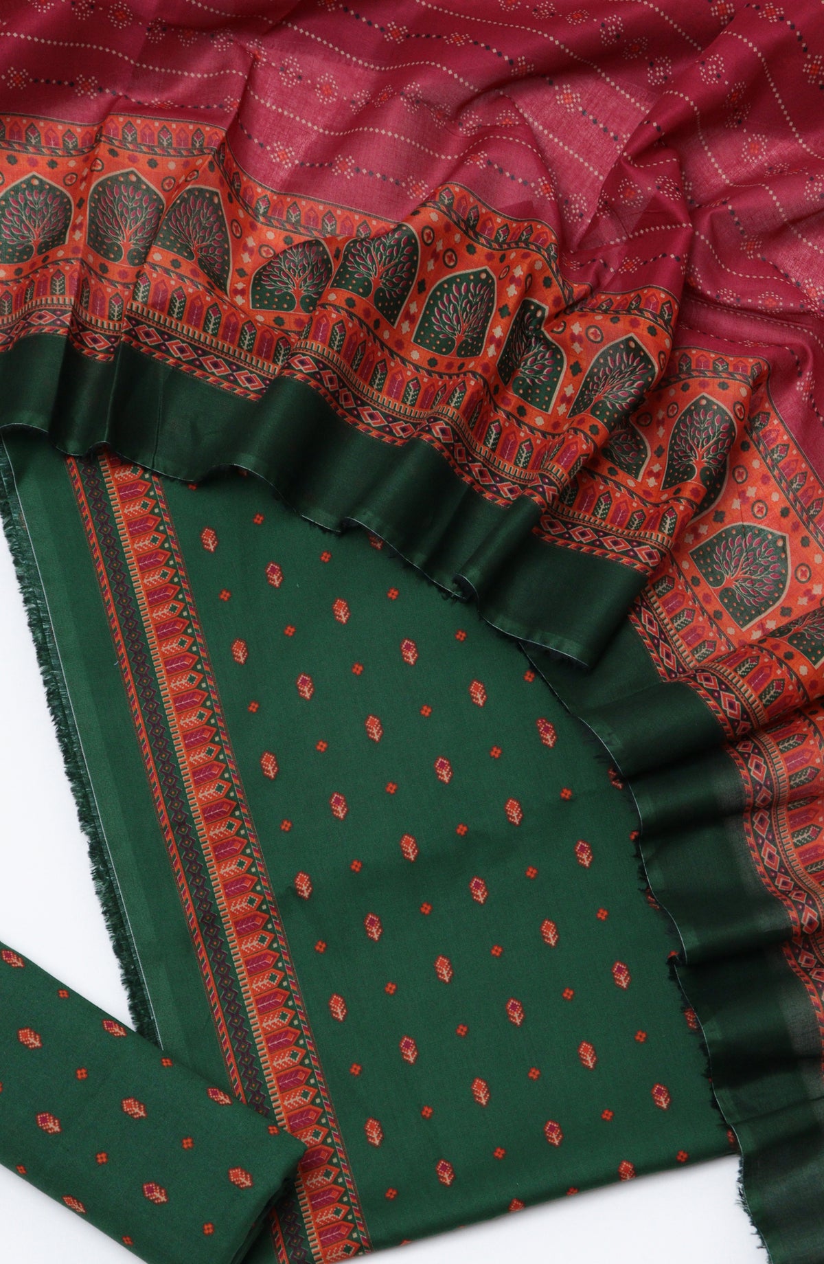 Bin Saeed Printed Cotton Unstitched 3 Piece Suit - D-16 - BS26PRTH - Green - Summer Collection