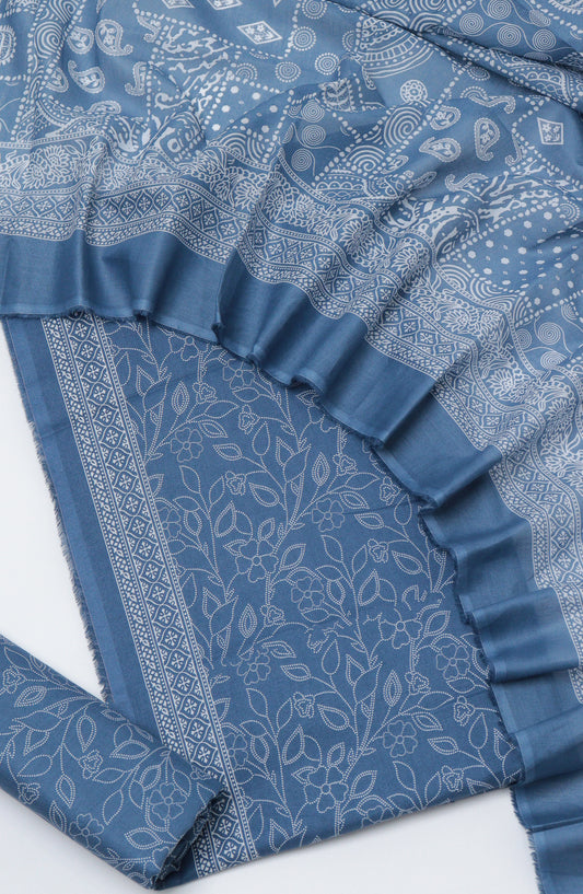 Bin Saeed Printed Cotton Unstitched 3 Piece Suit - D-15 - BS26PRTH - Blue - Summer Collection