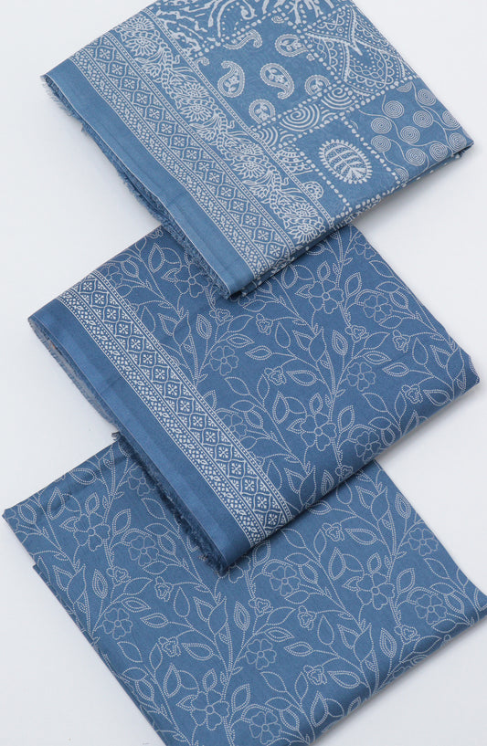 Bin Saeed Printed Cotton Unstitched 3 Piece Suit - D-15 - BS26PRTH - Blue - Summer Collection