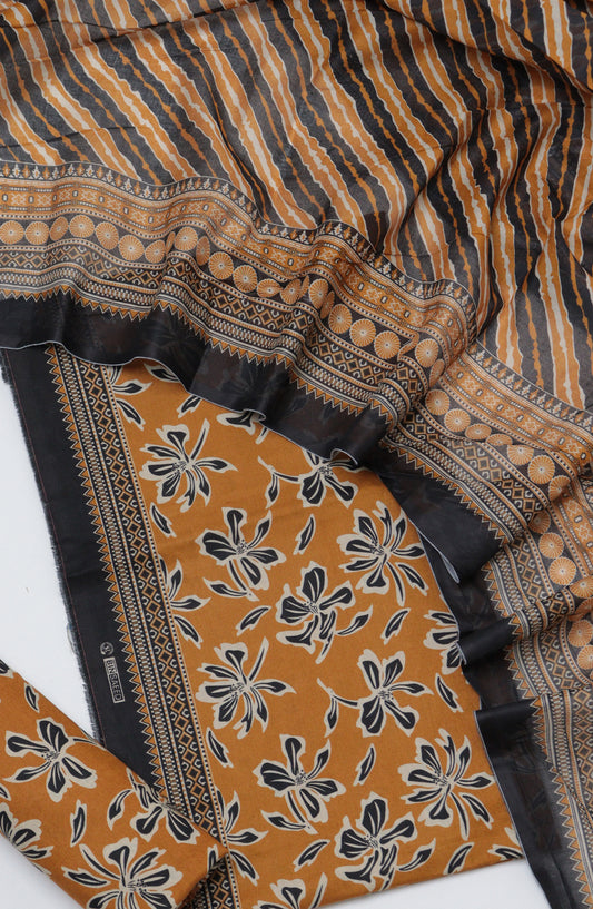 Bin Saeed Printed Cotton Unstitched 3 Piece Suit - D-33 - BS26PRTH - Brown - Summer Collection