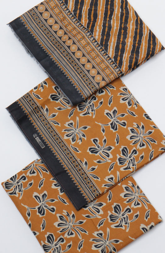 Bin Saeed Printed Cotton Unstitched 3 Piece Suit - D-33 - BS26PRTH - Brown - Summer Collection