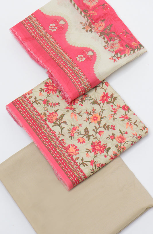 Bin Saeed Printed Cotton Unstitched 3 Piece Suit - D-32 - BS26PRTH - Pink - Summer Collection
