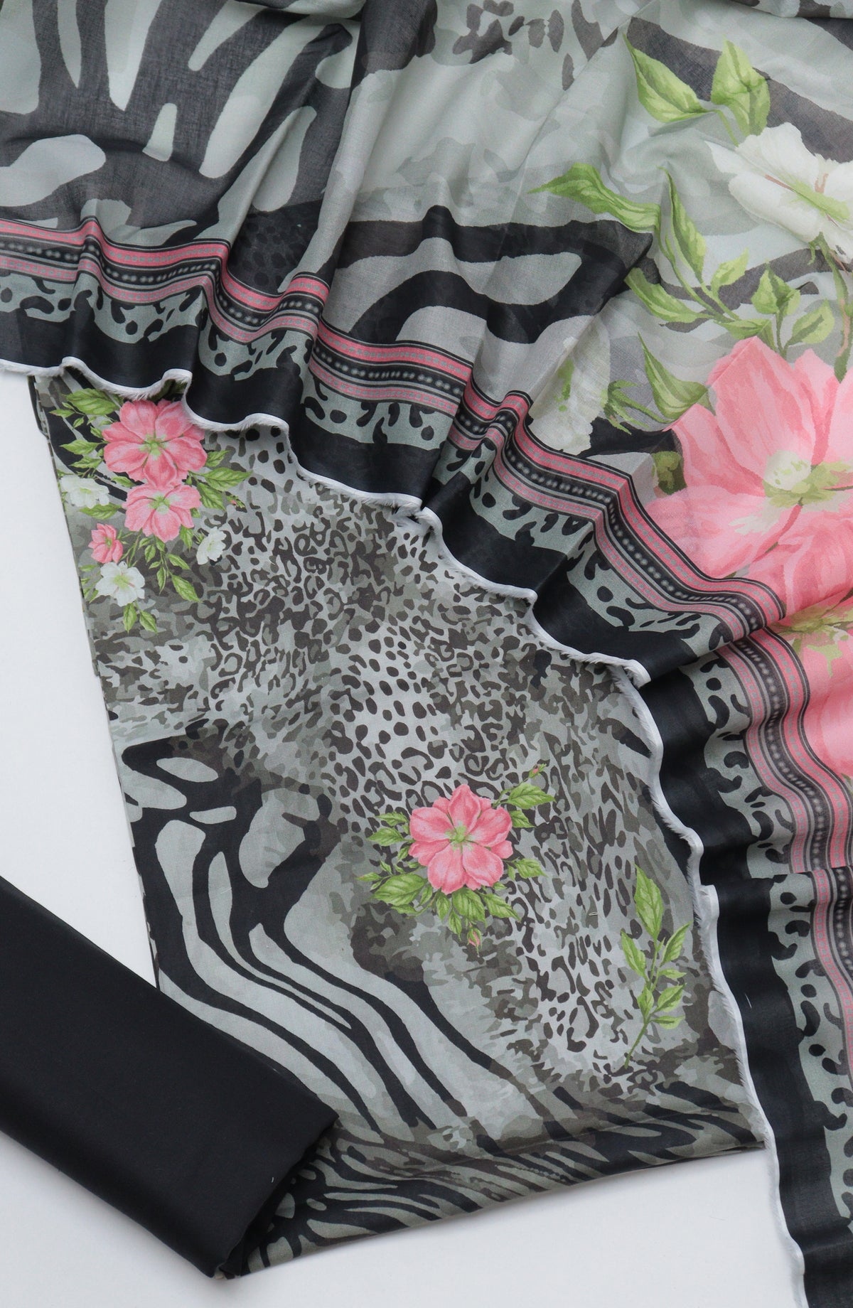 Bin Saeed Printed Cotton Unstitched 3 Piece Suit - D-31 - BS26PRTH - Black - Summer Collection